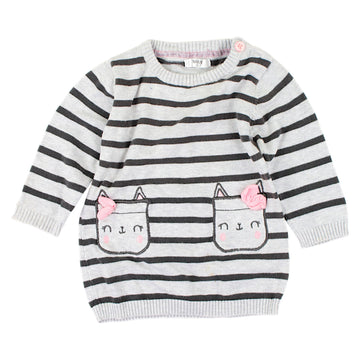 Long-sleeved sweater with cats for girls, used BABY, color: gray, code: 157
