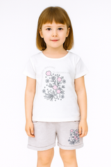 Komplet z szortami kwiatowy dziewczęcy beżowy Breeze 21673-17625