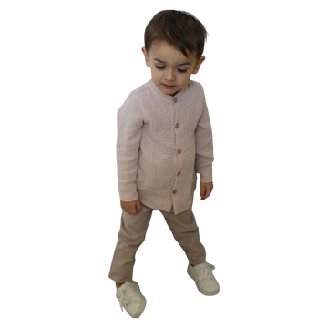 Royal Kids 2822-6525-1 Beiges Musselin-Shirt für Jungen