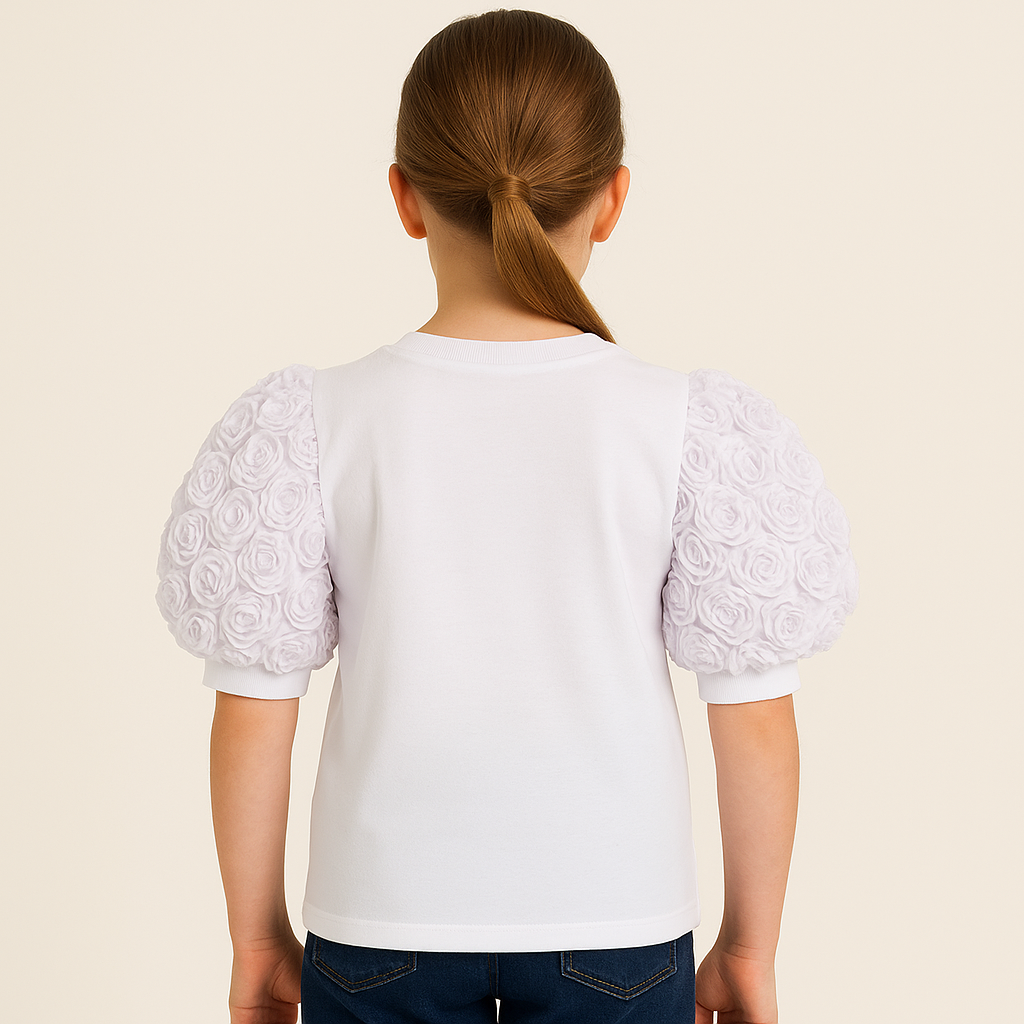 Weiße Bluse mit rosa Ärmeln für Mädchen weiß Guliwerkids 2828-6525-3
