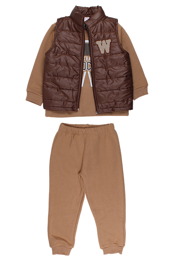 Dres ocieplany z kamizelką chłopięcy czekoladowy Guf Guf baby 318-28825-17