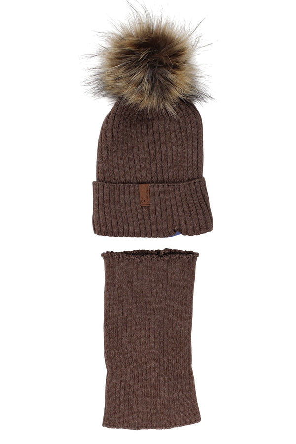 Komplet czapka komin chłopięcy czekolada Agbo 6499-221025