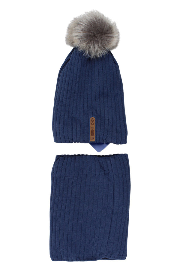 Komplet czapka komin chłopięcy jeans Agbo 6530-221025-26