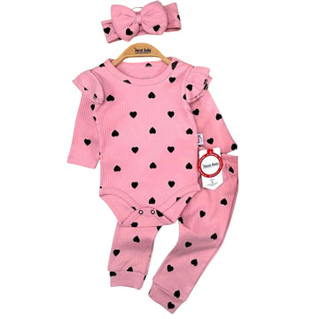 Komplet z opaska 3 częsci dziewczęcy róż Murat Baby 7926-22125-40