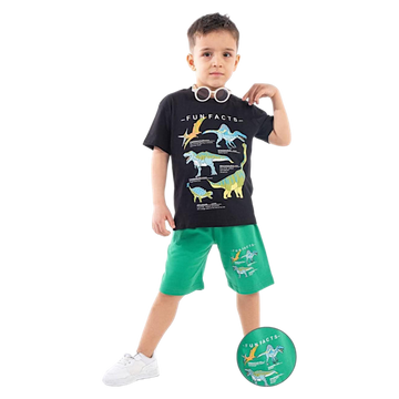 Boy's Dinosaurs Shorts Set Black Ceo Casual C-003-14525-14
