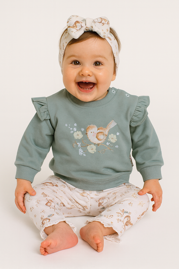 Komplet 3 części dziewczęcy szałwia Murat Baby 9675-31725