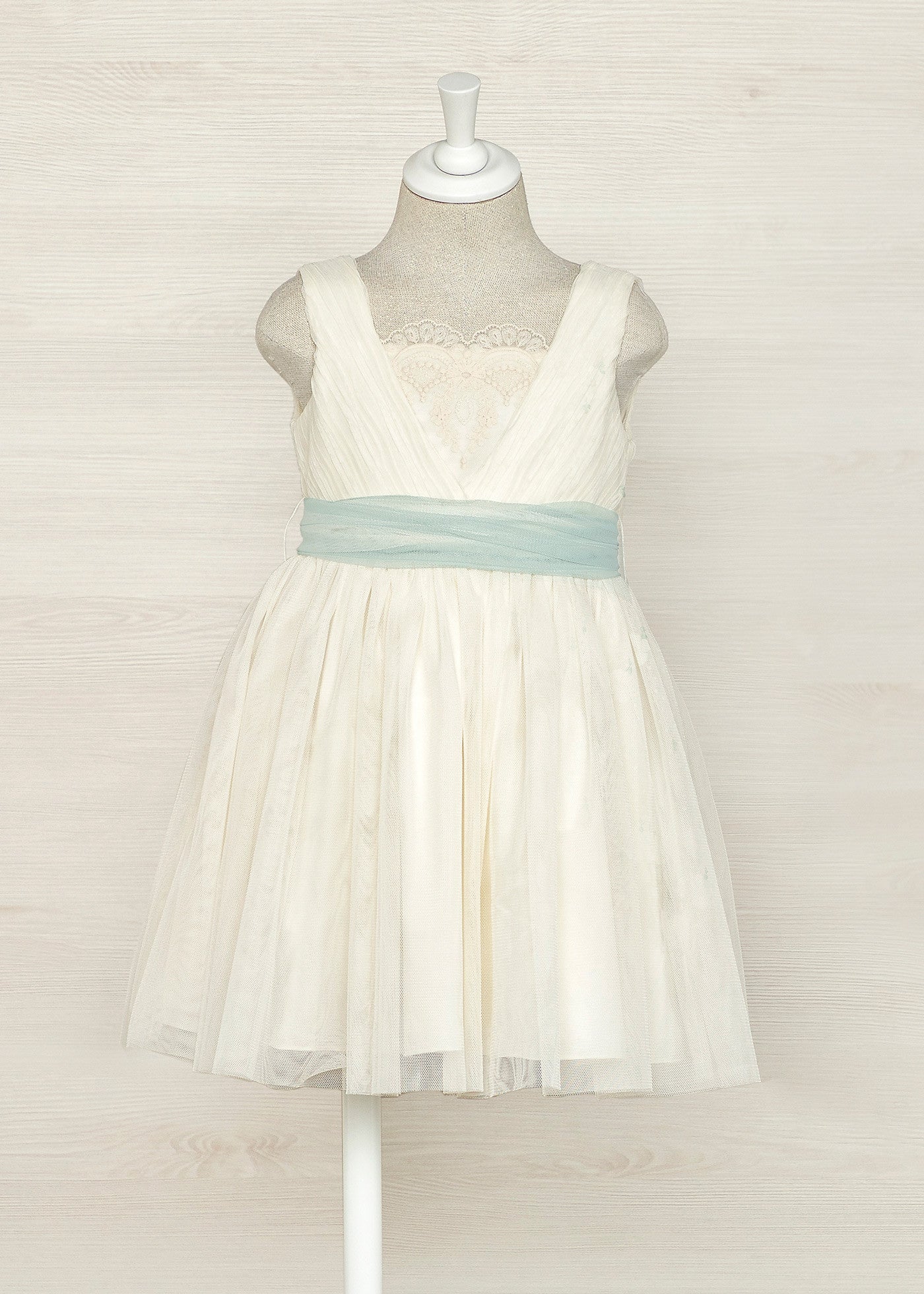 Abel & Lula 5033-4 Sukienka plisowana z tiulem dziewczynka kolor ecru-anise - - #tag1# - #tag2# - #tag3# - #tag4#