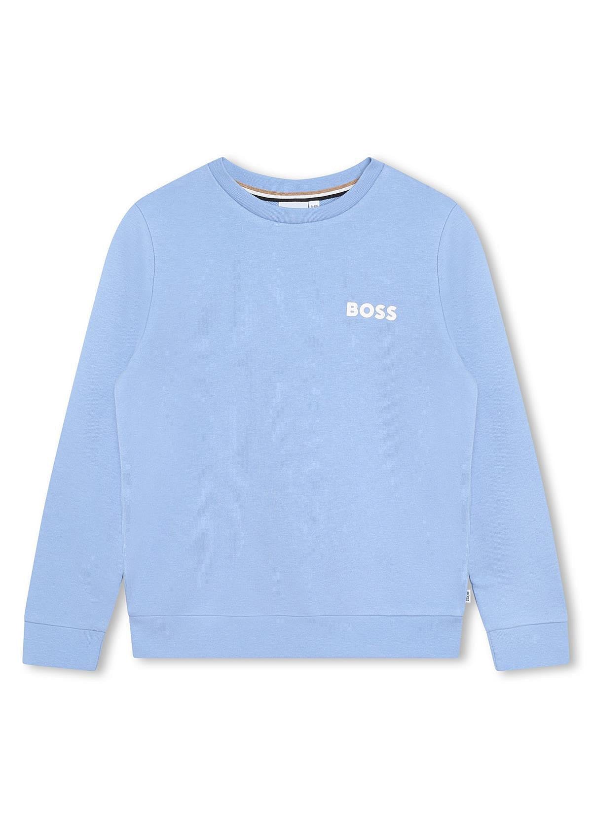 BOSS J25O43-77A Bluza chłopiec kolor niebieski - - #tag1# - #tag2# - #tag3# - #tag4#