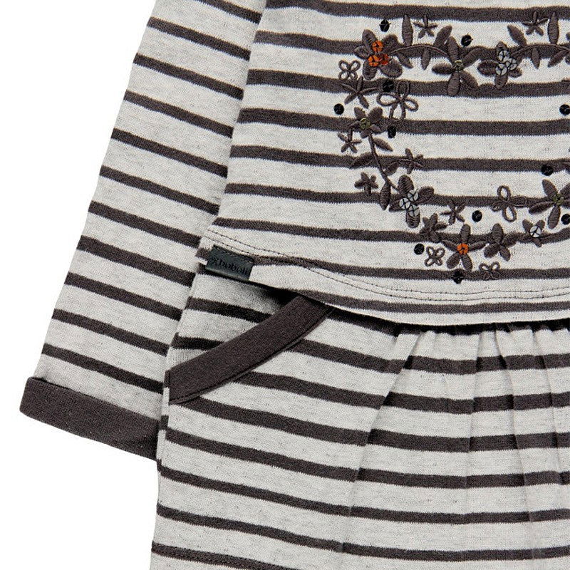 Bawełniana sukienka w paski dla dziewczynki Boboli 228079-9197 szary -  - #tag1# - #tag2# - #tag3# - #tag4#