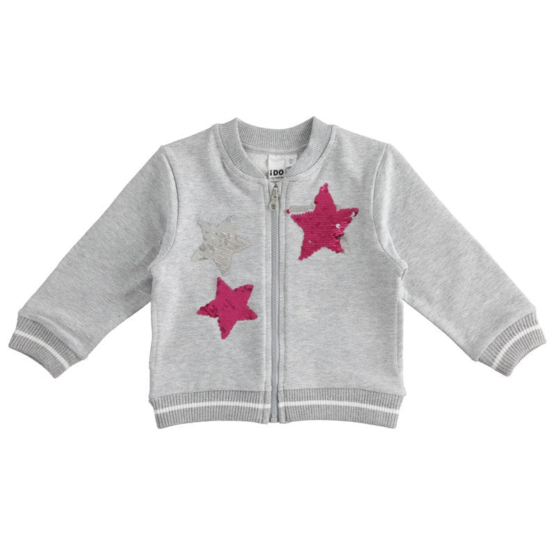 Bluza dziewczęca z cekinami iDO J317-8992 kolor szary - - #tag1# - #tag2# - #tag3# - #tag4#