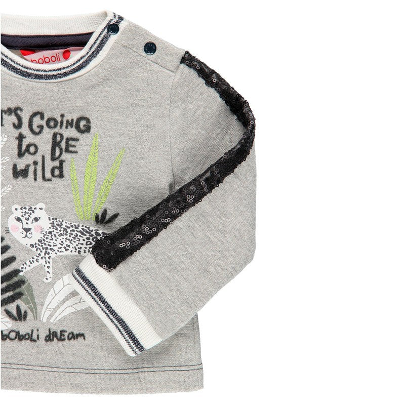 Bluza z cekinami dla dziewczynki Baby Boboli 211004-8034 kolor szary -  - #tag1# - #tag2# - #tag3# - #tag4#