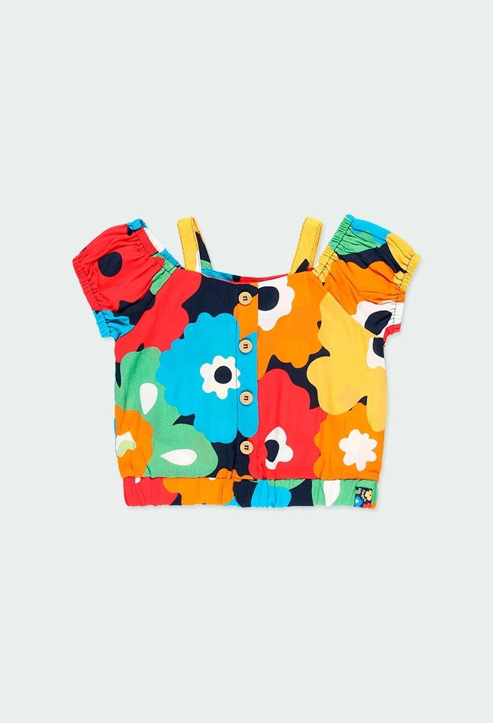 Bluzka w kwiaty dla dziewczynki Boboli 454014-9806 kolor wielokolorowy - - #tag1# - #tag2# - #tag3# - #tag4#
