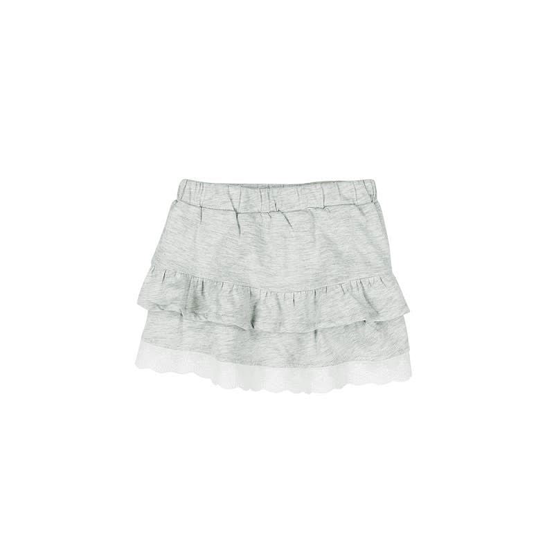 Boboli 245089-8072 Spódnica dla dziewczynki z falbankami i koronką kolor szary - - #tag1# - #tag2# - #tag3# - #tag4#