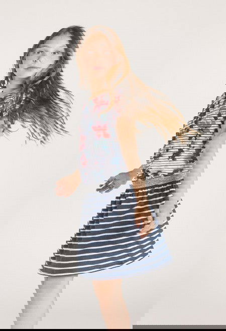 Boboli 445137-9748 Sukienka dziewczęca w paski kolor granat -  - #tag1# - #tag2# - #tag3# - #tag4#