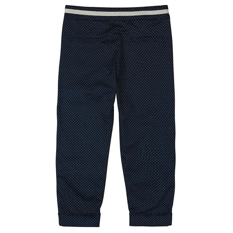 Boboli 725071-9757 Spodnie dziewczęce ze streczem w kropeczki kolor granat -  - #tag1# - #tag2# - #tag3# - #tag4#