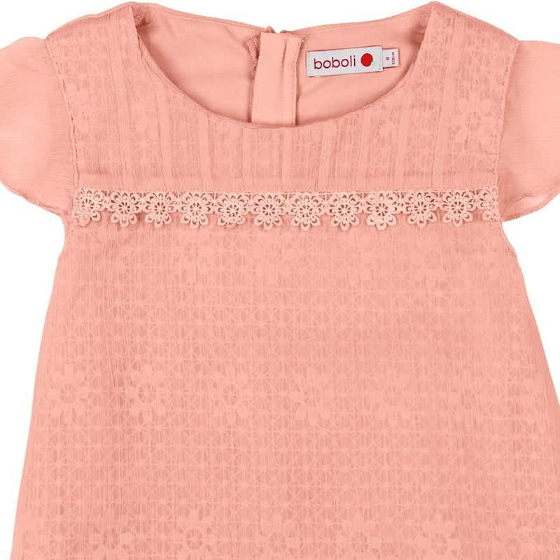 Boboli 725363-3578 Sukienka dla dziewczynki z koronki kolor brzoskwinia -  - #tag1# - #tag2# - #tag3# - #tag4#