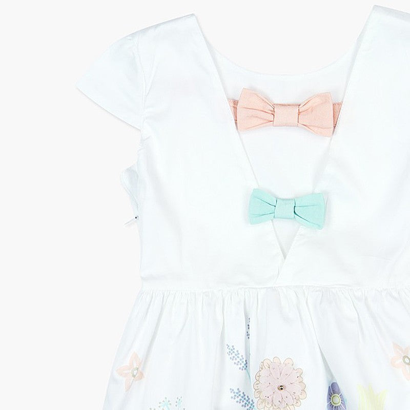 Boboli Satynowa sukienka dla dziewczynki biała 727219-1100 -  - #tag1# - #tag2# - #tag3# - #tag4#