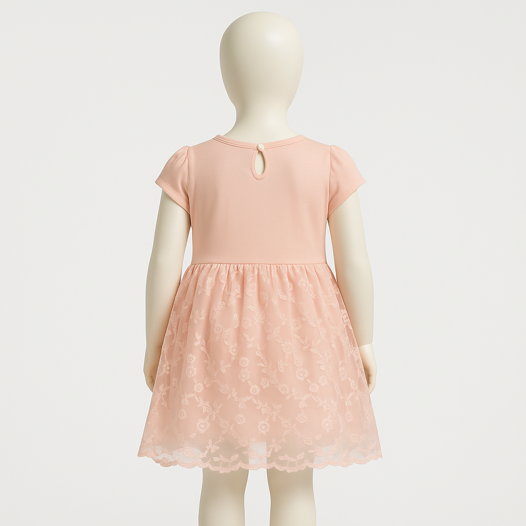 Sukienka dziewczęca elegancka koronka morela Breeze 18558-2425