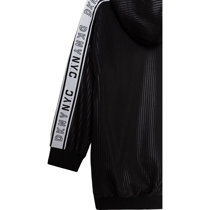 DKNY D32802-09B Sukienka z kapturem dziewczęca kolor czarny - - #tag1# - #tag2# - #tag3# - #tag4#