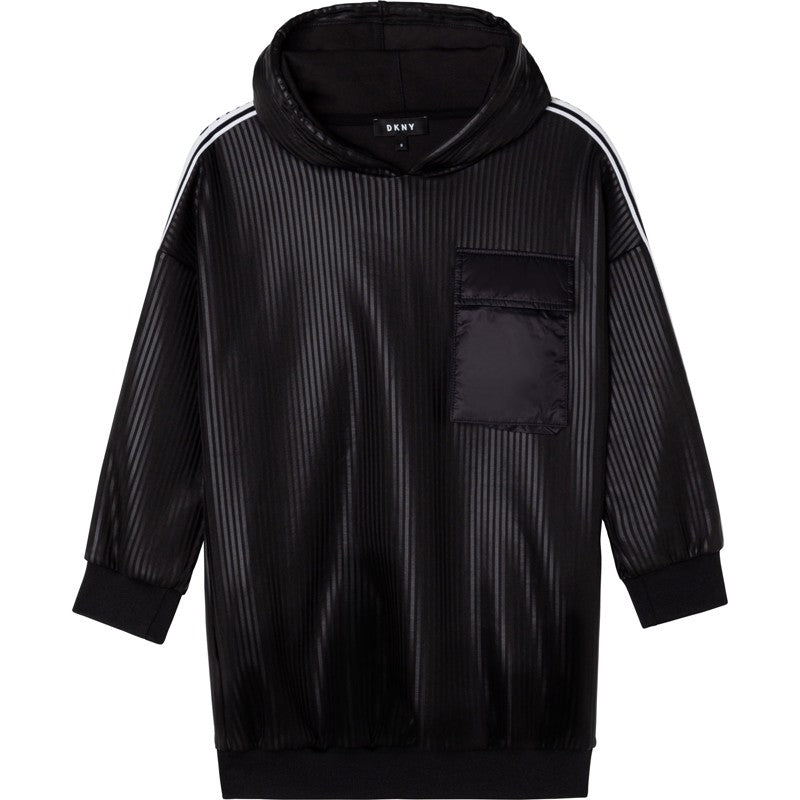 DKNY D32802-09B Sukienka z kapturem dziewczęca kolor czarny - - #tag1# - #tag2# - #tag3# - #tag4#