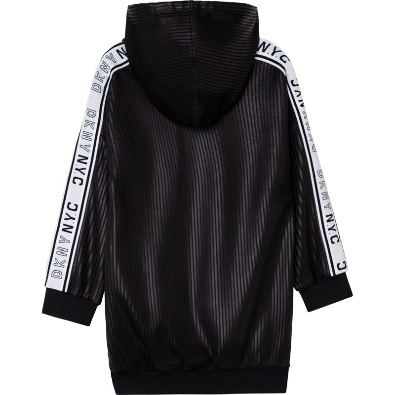 DKNY D32802-09B Sukienka z kapturem dziewczęca kolor czarny - - #tag1# - #tag2# - #tag3# - #tag4#
