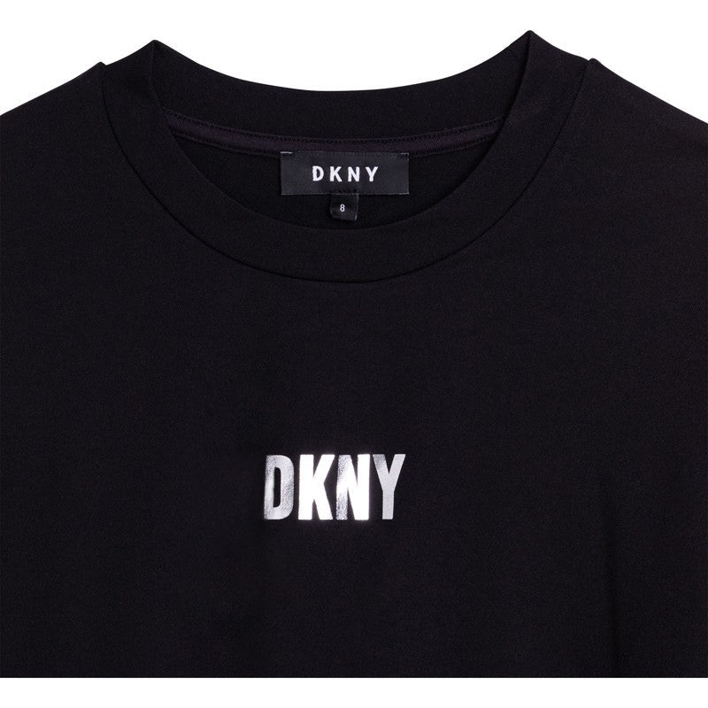 DKNY D32806-09B Sukienka z tiulem dziewczęca kolor czarny - - #tag1# - #tag2# - #tag3# - #tag4#