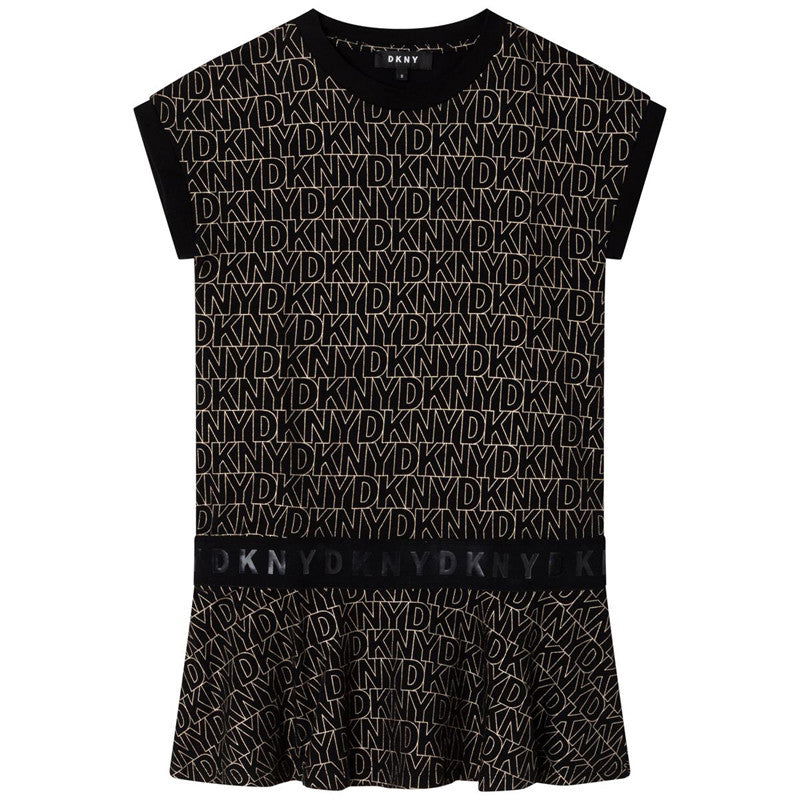 DKNY D32826-M15 Sukienka z nadrukiem dziewczęca kolor czarny - - #tag1# - #tag2# - #tag3# - #tag4#