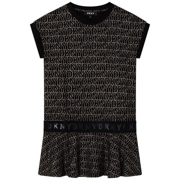 DKNY D32826-M15 Sukienka z nadrukiem dziewczęca kolor czarny - - #tag1# - #tag2# - #tag3# - #tag4#