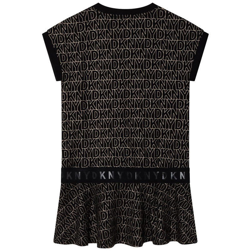 DKNY D32826-M15 Sukienka z nadrukiem dziewczęca kolor czarny - - #tag1# - #tag2# - #tag3# - #tag4#