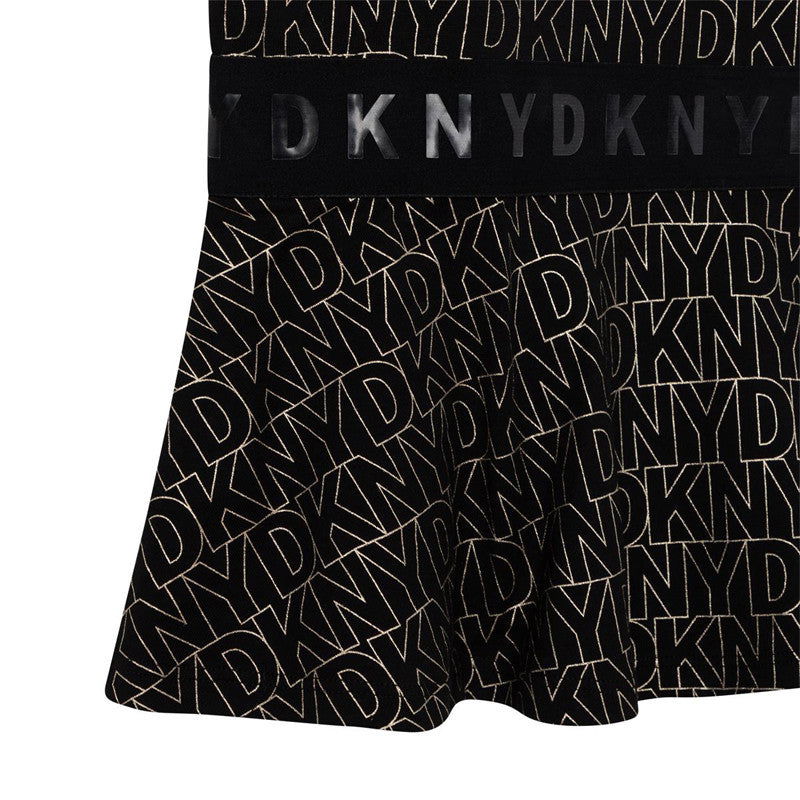 DKNY D32826-M15 Sukienka z nadrukiem dziewczęca kolor czarny - - #tag1# - #tag2# - #tag3# - #tag4#