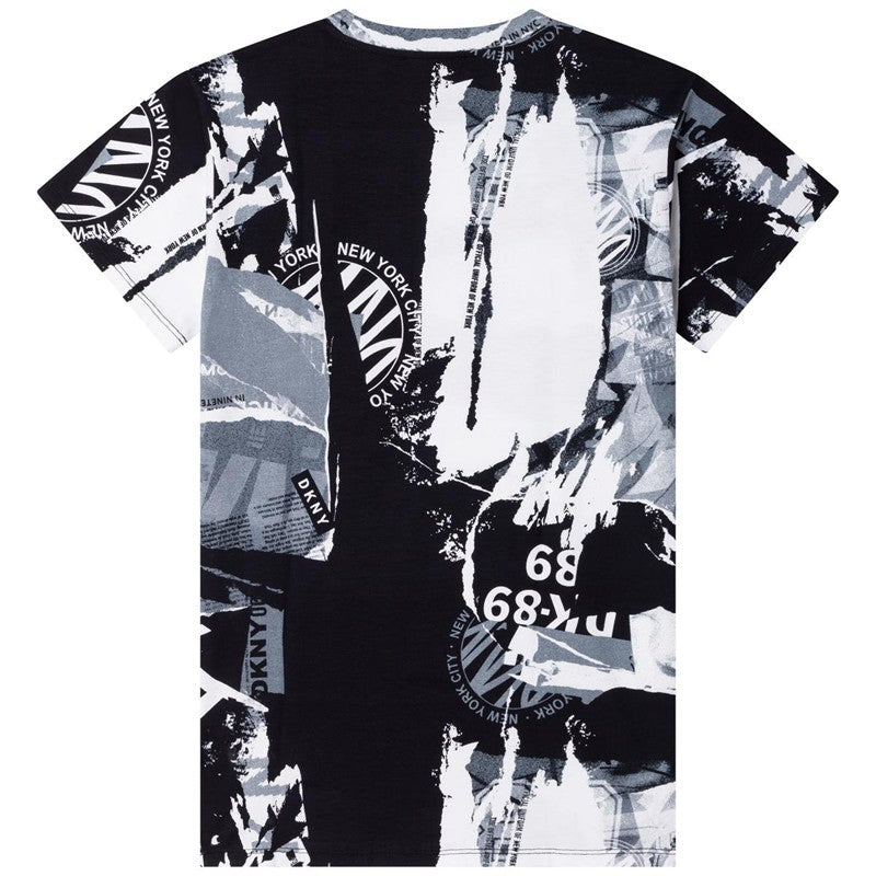 DKNY D32827-N50 Sukienka z nadrukiem dziewczęca kolor biały/czarny - - #tag1# - #tag2# - #tag3# - #tag4#