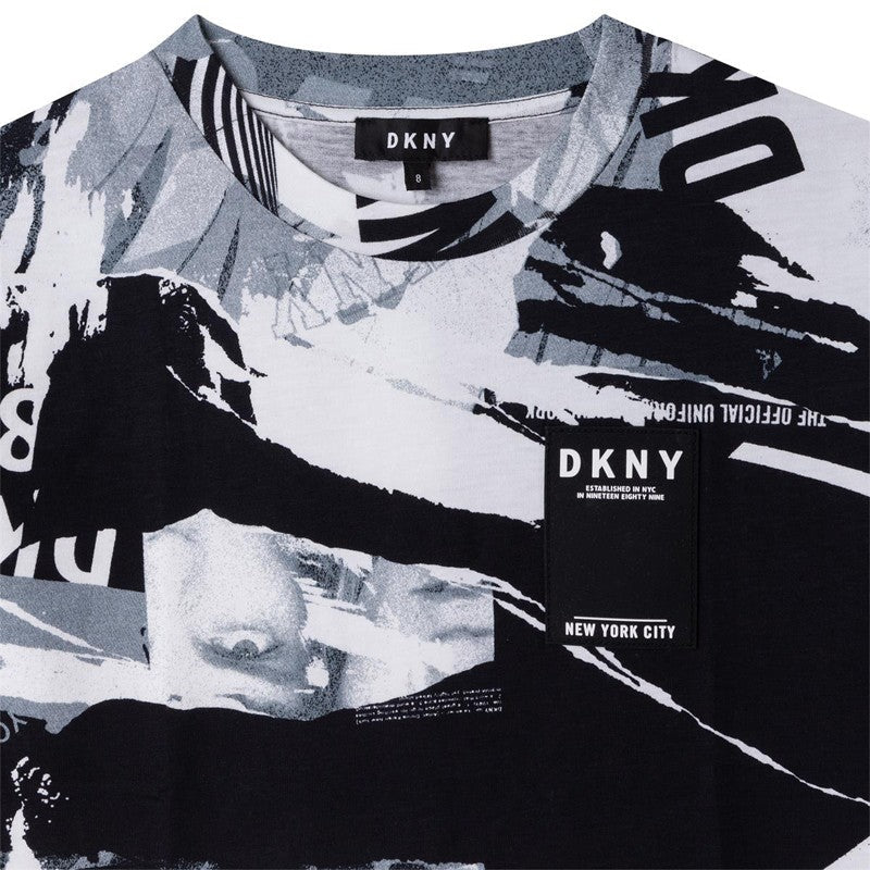 DKNY D32827-N50 Sukienka z nadrukiem dziewczęca kolor biały/czarny - - #tag1# - #tag2# - #tag3# - #tag4#