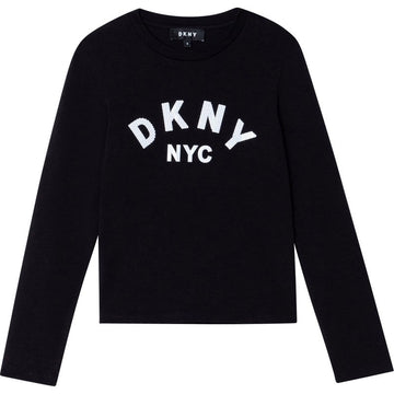 DKNY D35R57-09B Koszulka z długim rękawem dziewczęca kolor czarny - - #tag1# - #tag2# - #tag3# - #tag4#