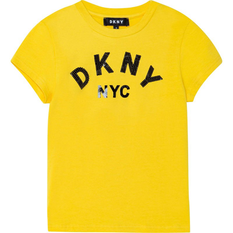 DKNY D35R58-530 Koszulka z krótkim rękawem dziewczęca kolor żółty - - #tag1# - #tag2# - #tag3# - #tag4#