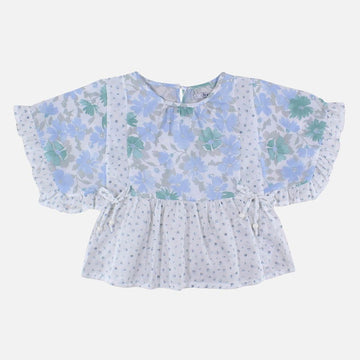 Dr.Kid DK438-000 bluzka dziewczęca w kwiaty kolor biały -  - #tag1# - #tag2# - #tag3# - #tag4#
