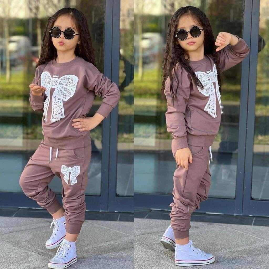 Dres 2 Części Kokarda dziewczynka ciemny beż 6025-7224 GKMOD - - #tag1# - #tag2# - #tag3# - #tag4#