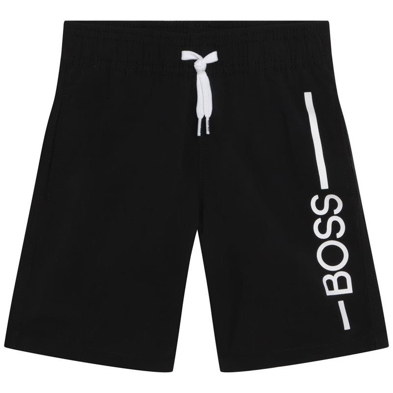 HUGO BOSS J24768-09B Bermudy kąpielowe chłopięce kolor czarny - - #tag1# - #tag2# - #tag3# - #tag4#