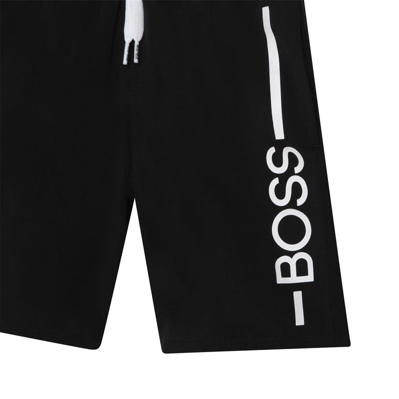 HUGO BOSS J24768-09B Bermudy kąpielowe chłopięce kolor czarny - - #tag1# - #tag2# - #tag3# - #tag4#