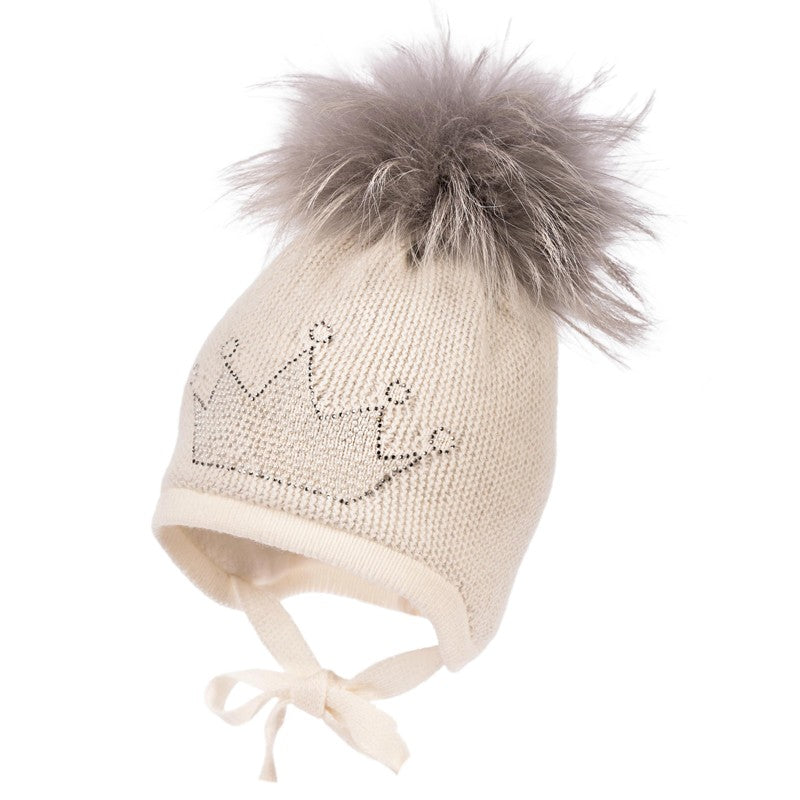 Jamiks AKULINA czapka dziewczęca kolor ekri/popiel JZB007-1 -  - #tag1# - #tag2# - #tag3# - #tag4#