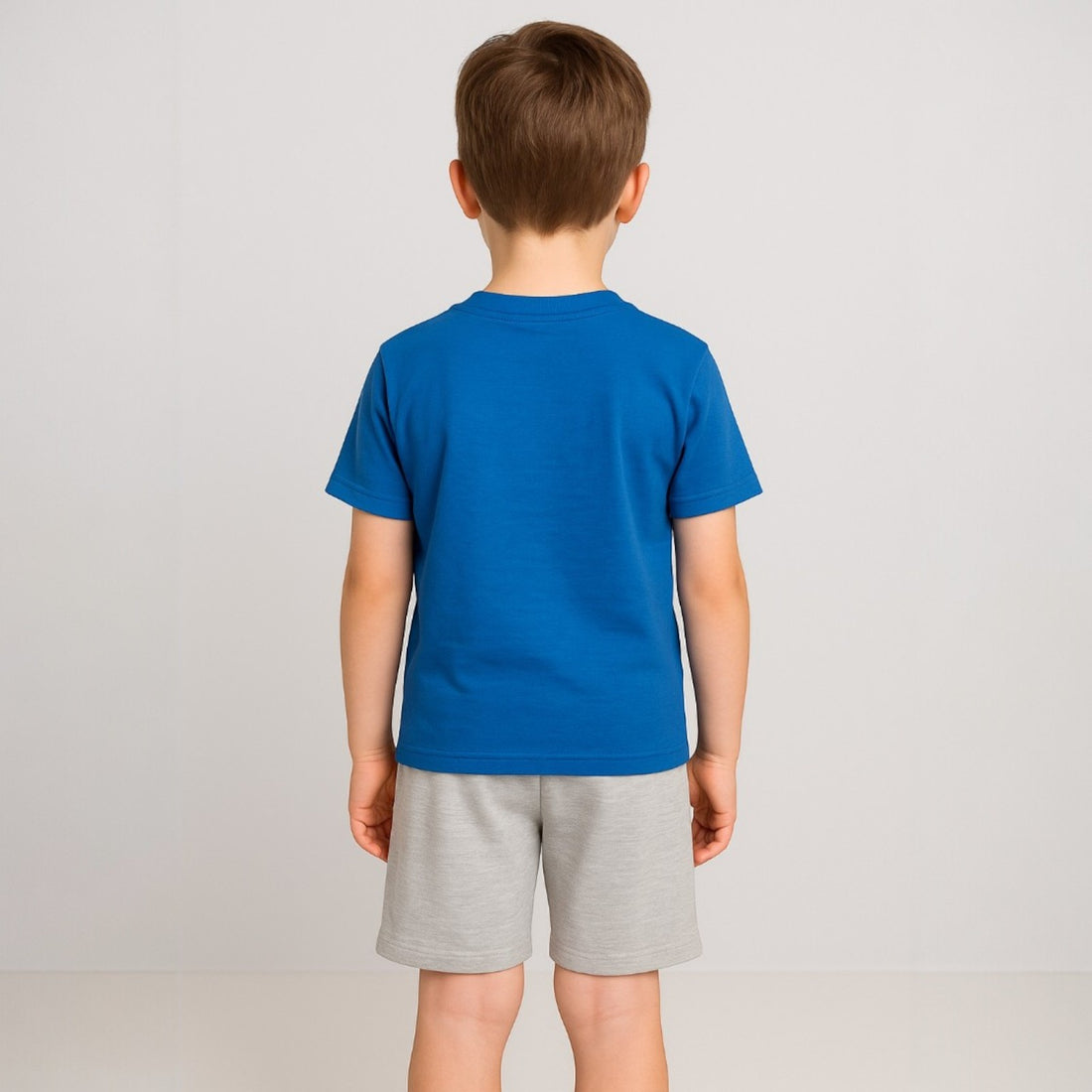 Komplet z szortami Dinozaury chłopięcy niebieski Ceo casual c-003-14525-35