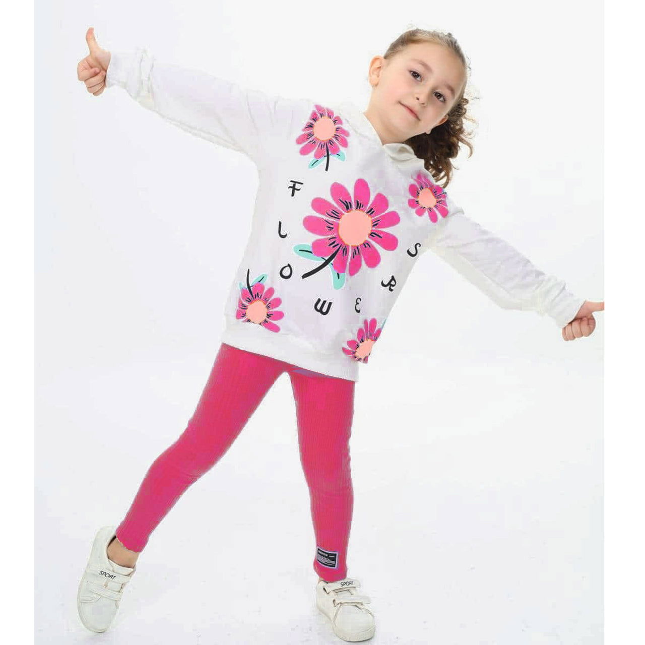 Komplet 2 części bluza getry Kwiaty dziewczęcy fuksja Fango Kids 60151-29824 GKMOD - - #tag1# - #tag2# - #tag3# - #tag4#