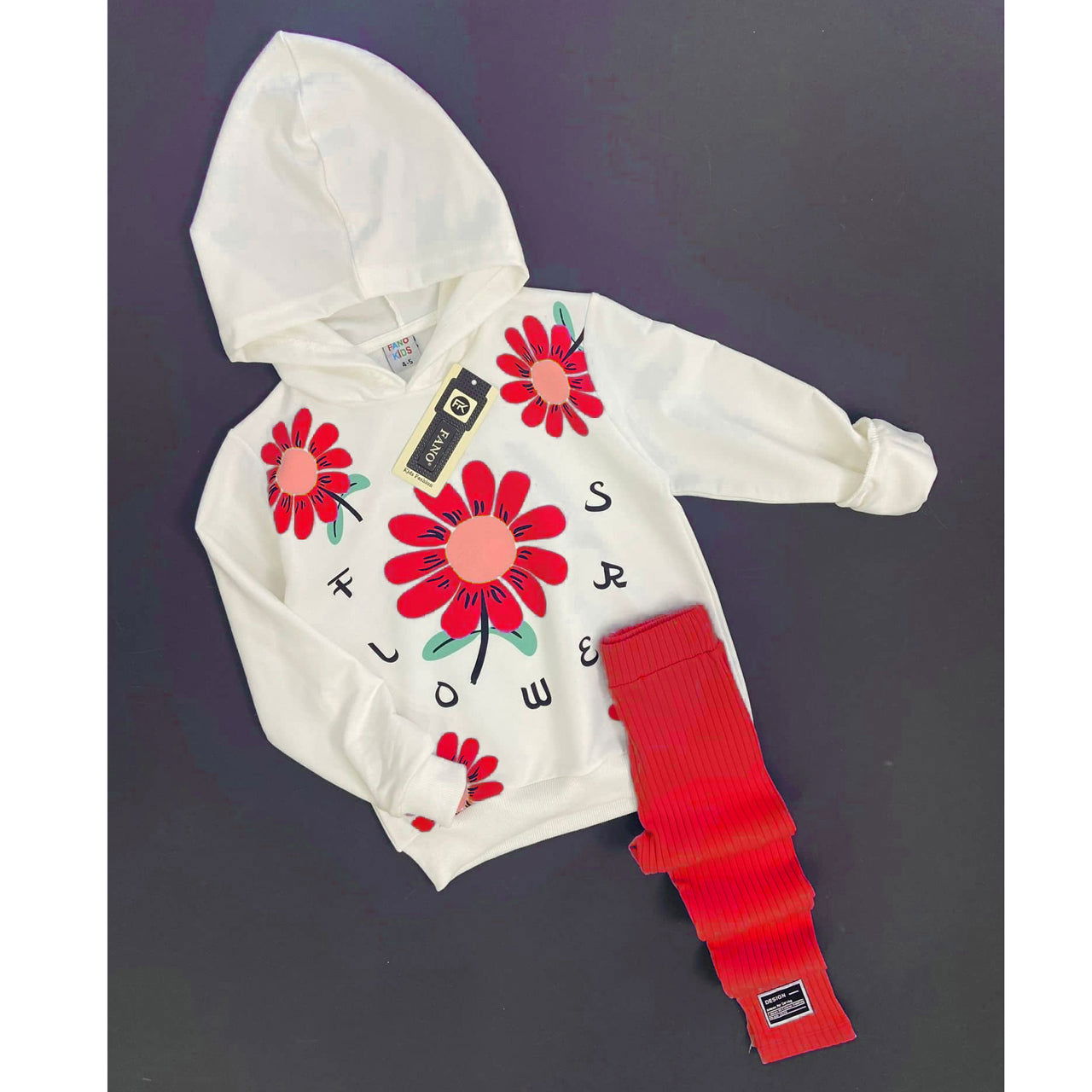 Komplet 2 części bluza getry Kwiaty dziewczęcy fuksja Fango Kids 60151-29824 GKMOD - - #tag1# - #tag2# - #tag3# - #tag4#
