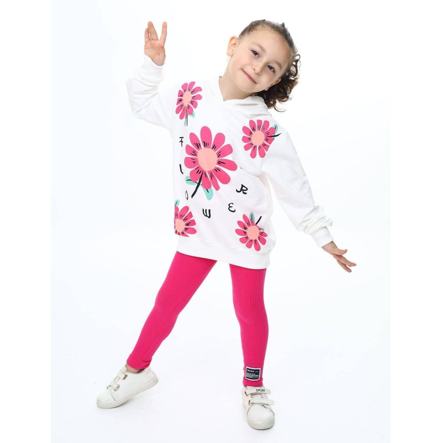 Komplet 2 części bluza getry Kwiaty dziewczęcy fuksja Fango Kids 60151-29824 GKMOD - - #tag1# - #tag2# - #tag3# - #tag4#