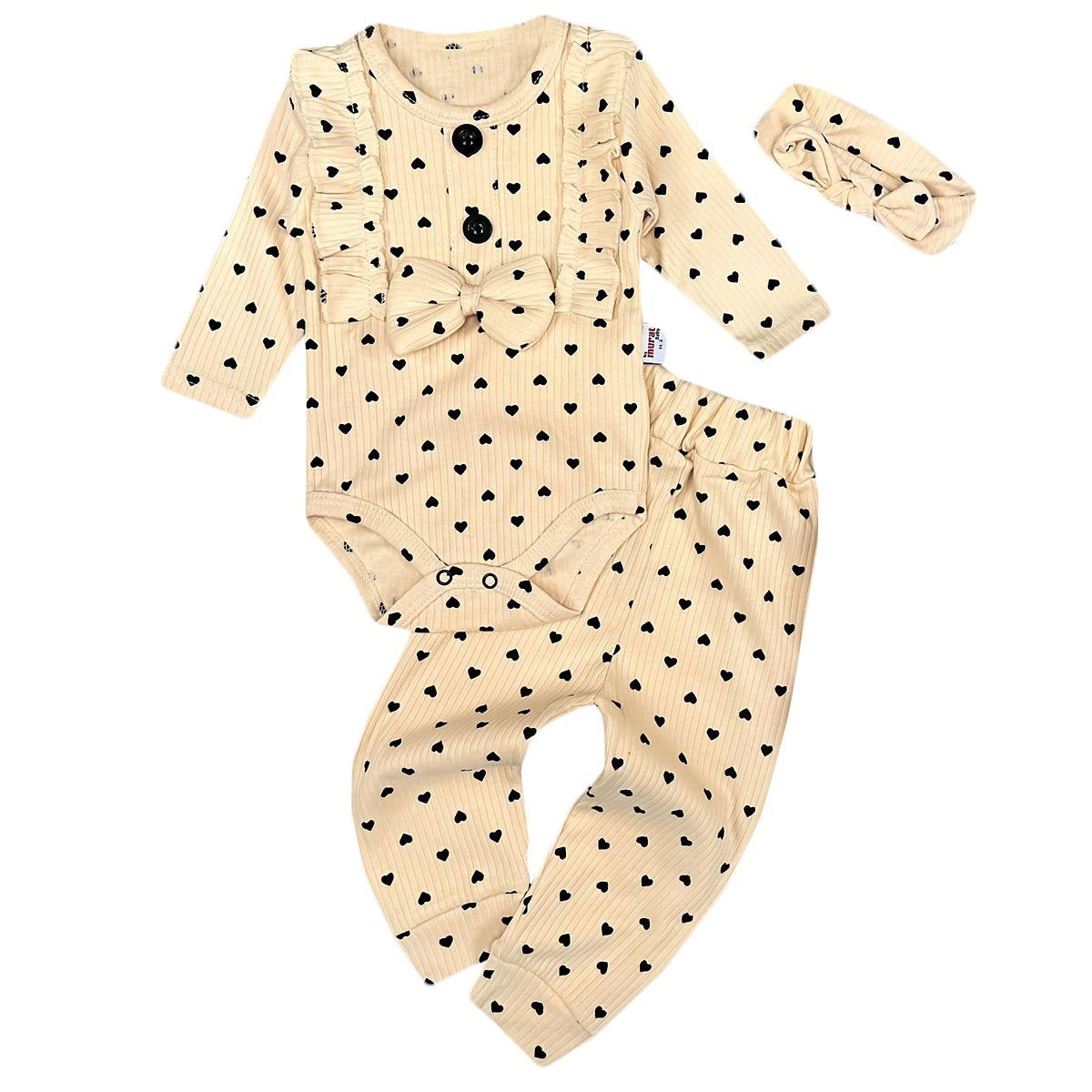 Komplet 3 Cz. Body Spodnie Opaska dziewczynka beż 6762-13324 GKMOD - - #tag1# - #tag2# - #tag3# - #tag4#