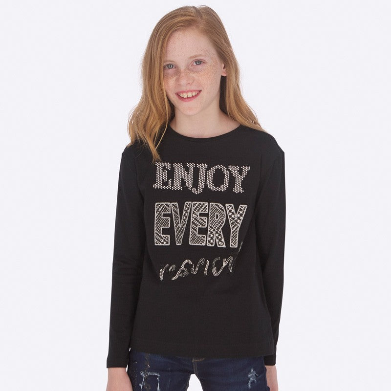 Koszulka z długim rękawem bawełniana dla dziewczynki Mayoral 7017-55 Czarny -  - #tag1# - #tag2# - #tag3# - #tag4#