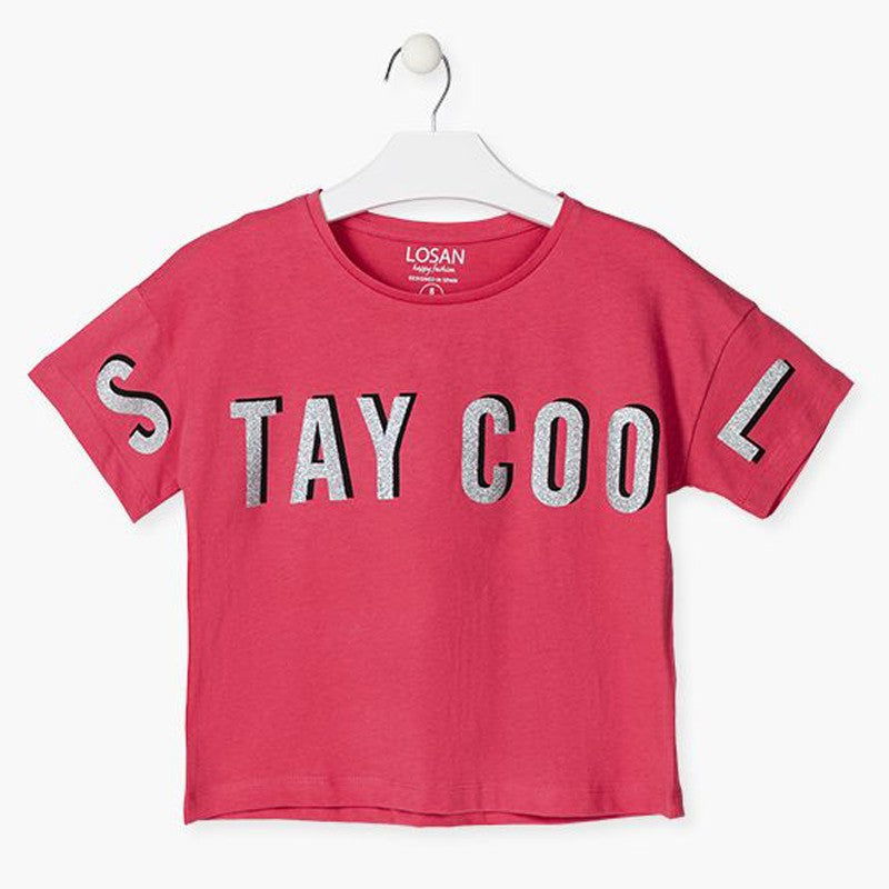 Koszulka z krótkim rękawem dziewczęca Losan 114-1680AL-075 kolor Fuksja -  - #tag1# - #tag2# - #tag3# - #tag4#