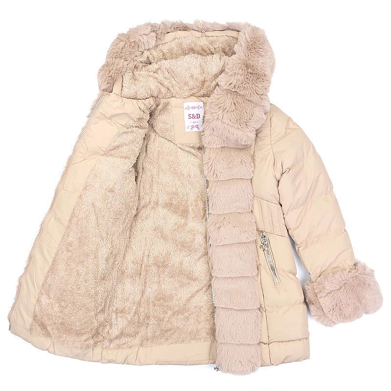 Kurtka Zimowa Z Futerkiem dziewczynka beż KF539-71023 GKMOD - - #tag1# - #tag2# - #tag3# - #tag4#