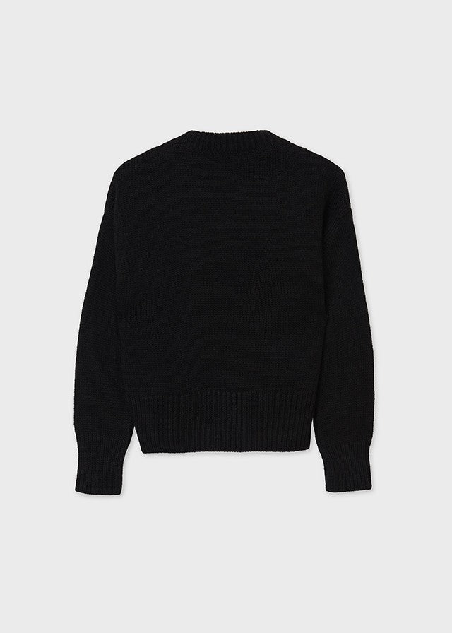 Mayoral 11-07348-053 Sweter z warkoczami dziewczynka 7348-53 czarny - - #tag1# - #tag2# - #tag3# - #tag4#