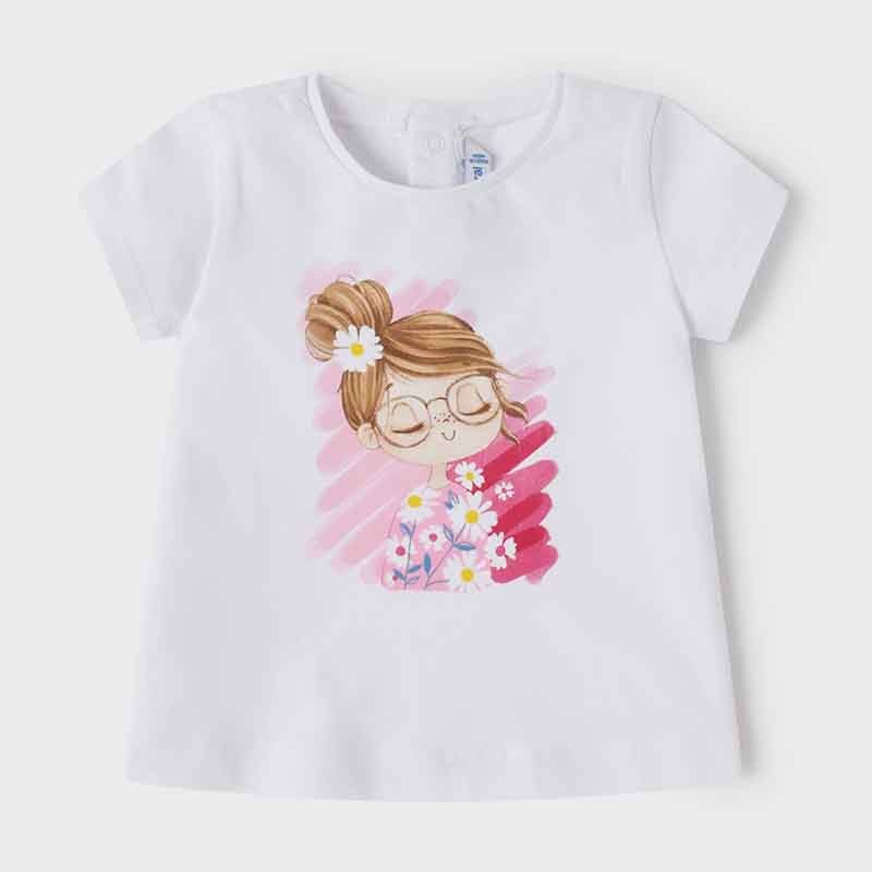 Mayoral 22-01033-055 Koszulka z krótkim rękawem dziewczynka 1033-55 biel/kamelia - - #tag1# - #tag2# - #tag3# - #tag4#
