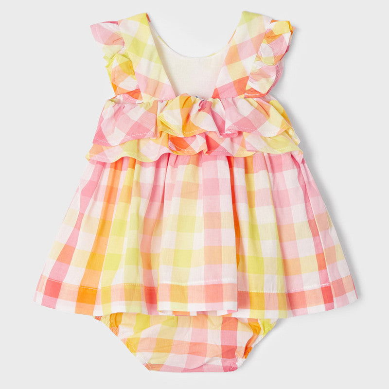 Mayoral 22-01927-053 Sukienka w kratkę dziewczynka 1927-53 koralowy -  - #tag1# - #tag2# - #tag3# - #tag4#